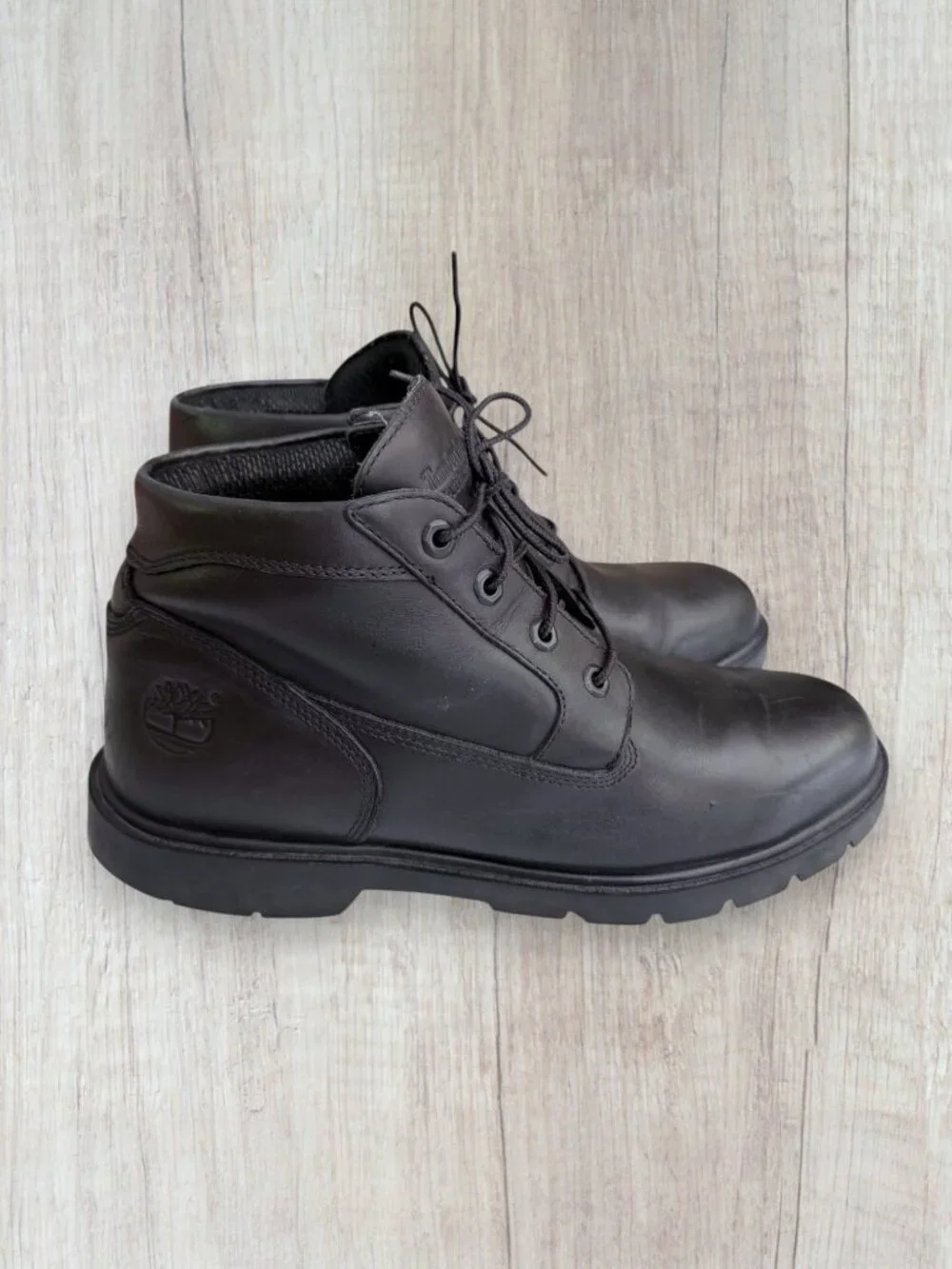 Timberland Waterproof Chukka Boots Black Leather Men's 10.5 Lace Up Work Boots